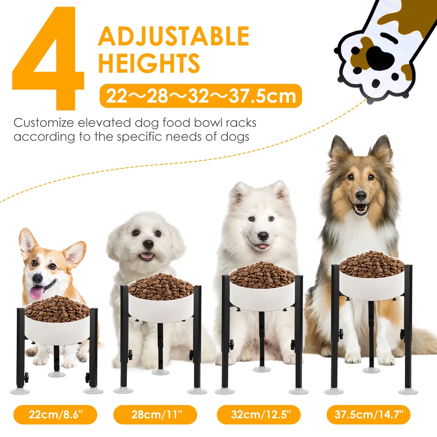 Adjustable Elevated Dog Food Bowls